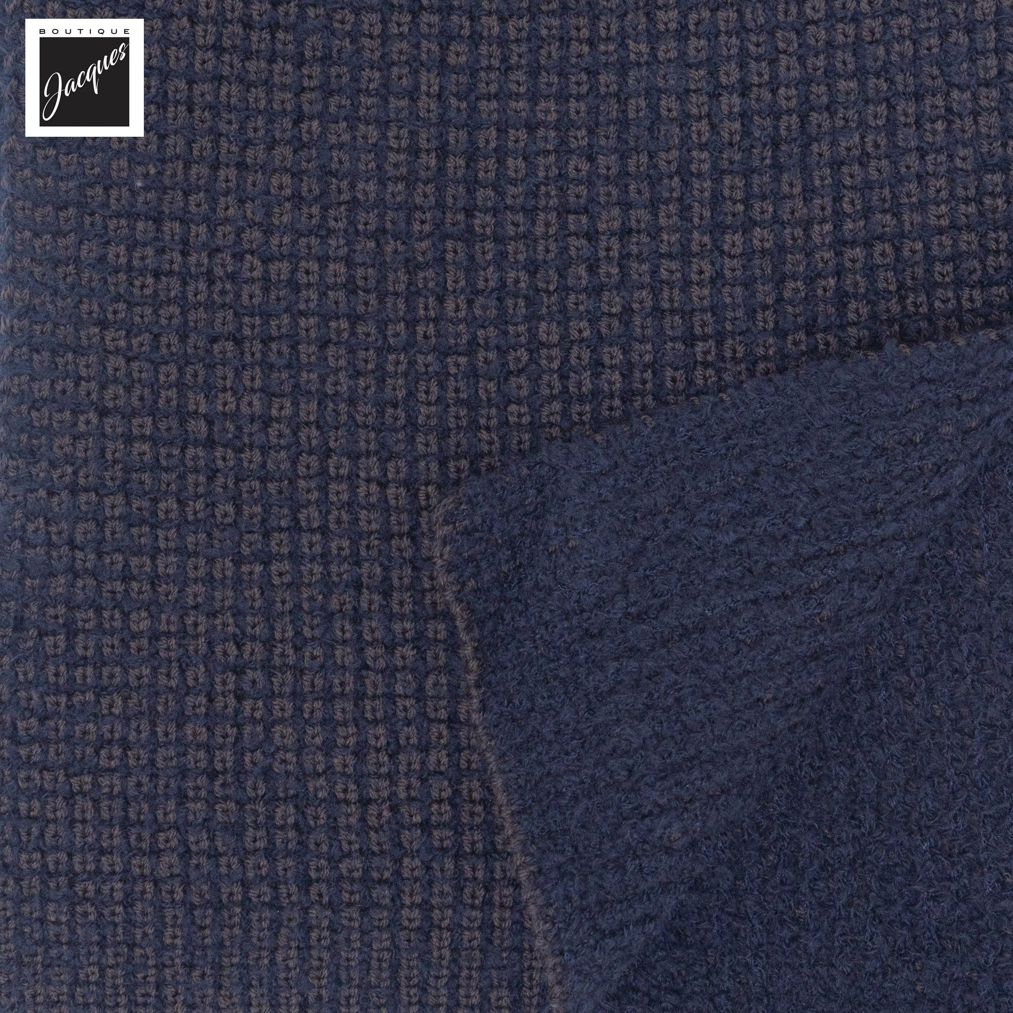 Two-Tone Brown & Navy Double-Faced Merino Wool Scarf - Phil Petter - Boutique Jacques International