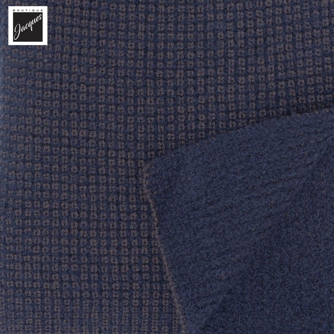 Two-Tone Brown & Navy Double-Faced Merino Wool Scarf - Phil Petter