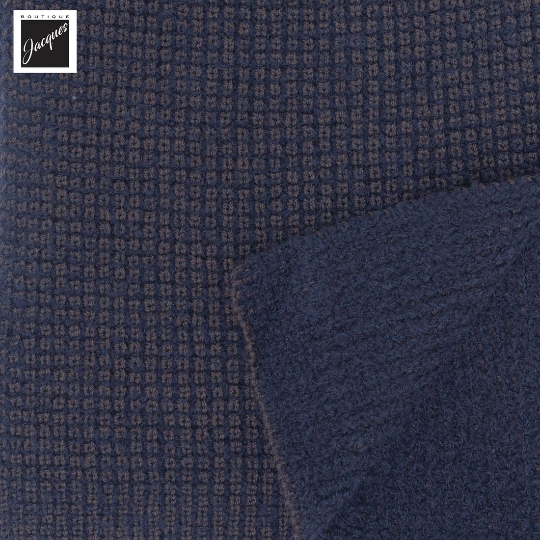 Two-Tone Brown & Navy Double-Faced Merino Wool Scarf - Phil Petter - Boutique Jacques International