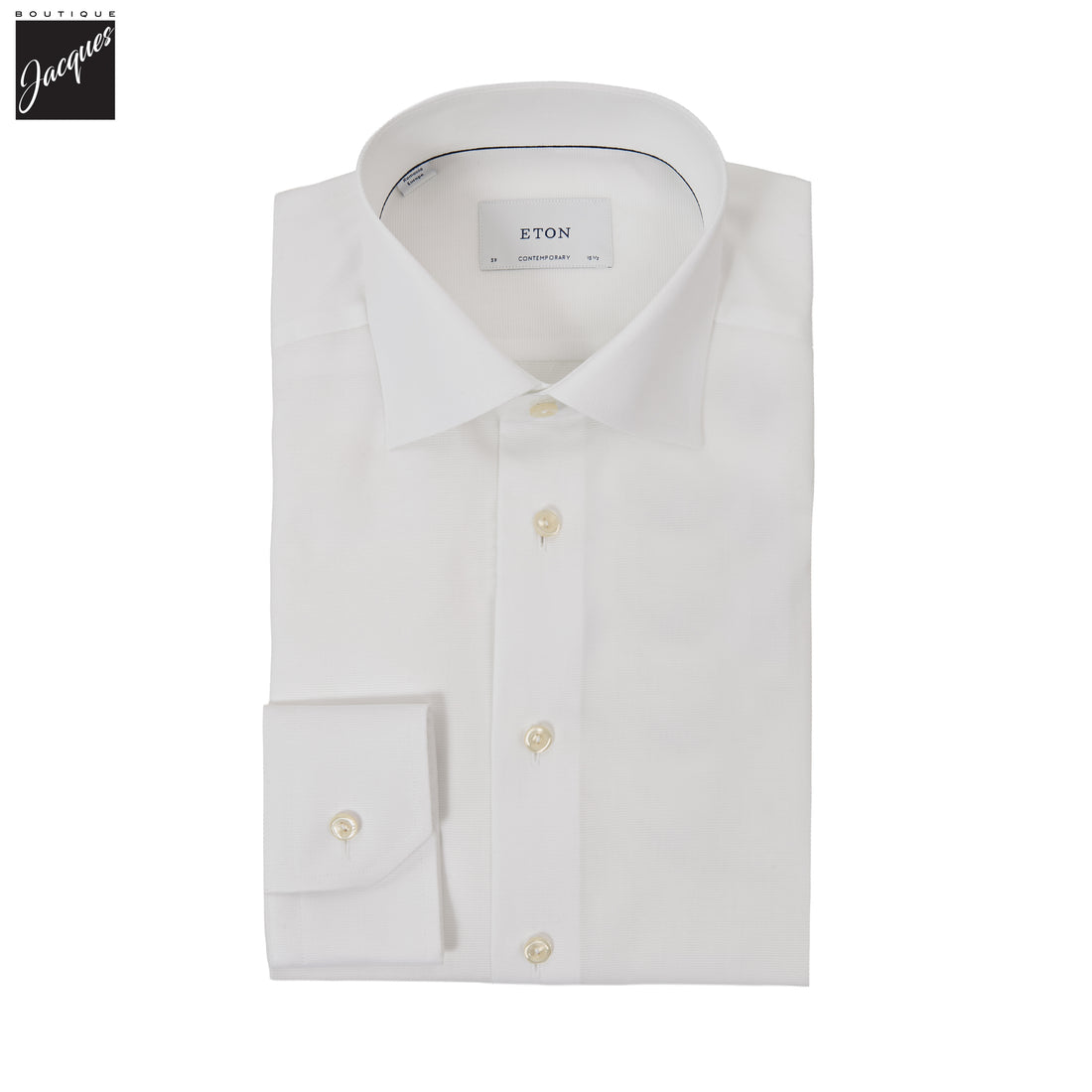 White Semi Solid Signature Twill Contemporary Fit Shirt - ETON