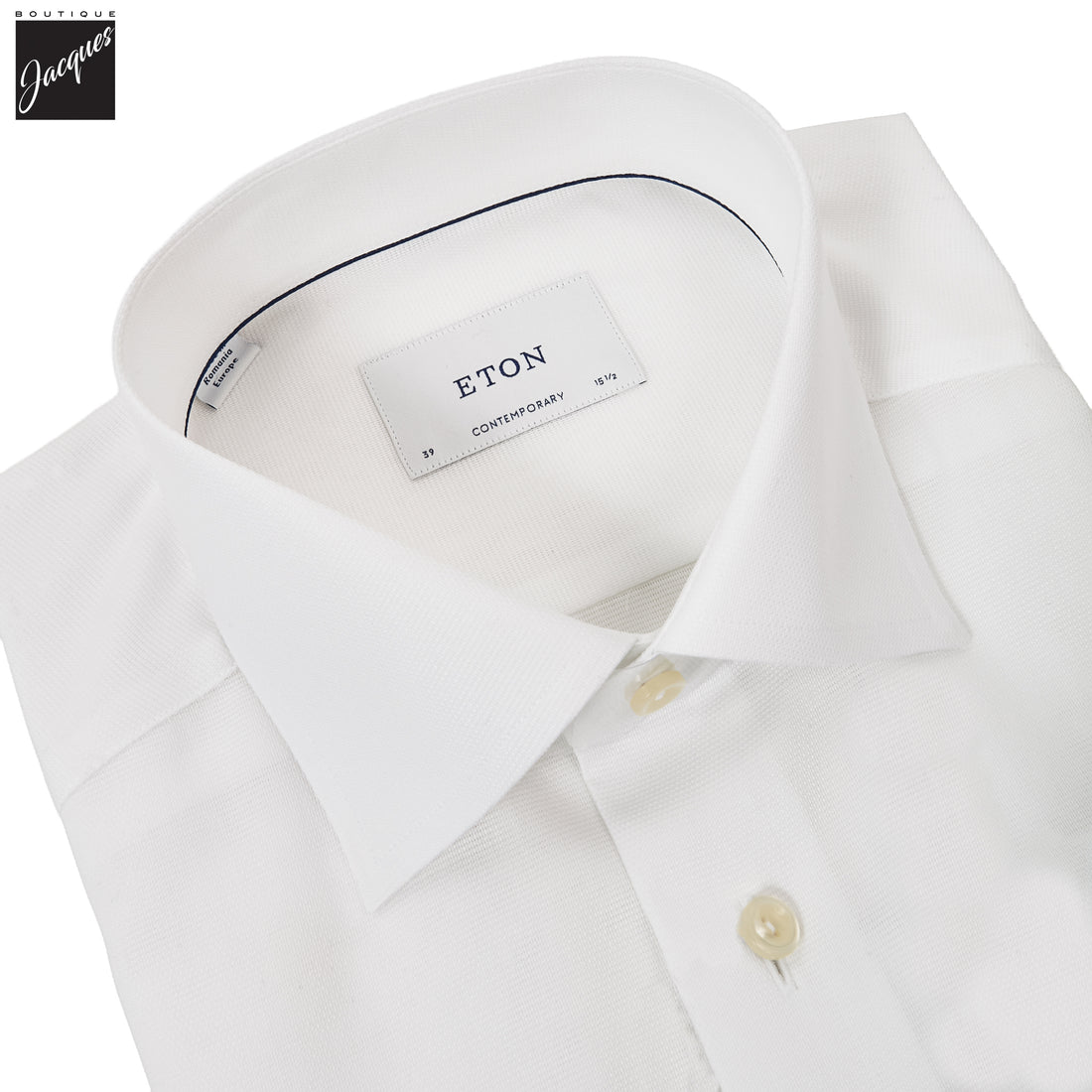 White Semi Solid Signature Twill Contemporary Fit Shirt - ETON