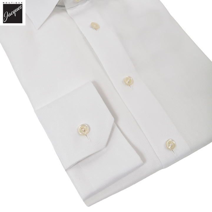 White Semi Solid Signature Twill Contemporary Fit Shirt - ETON