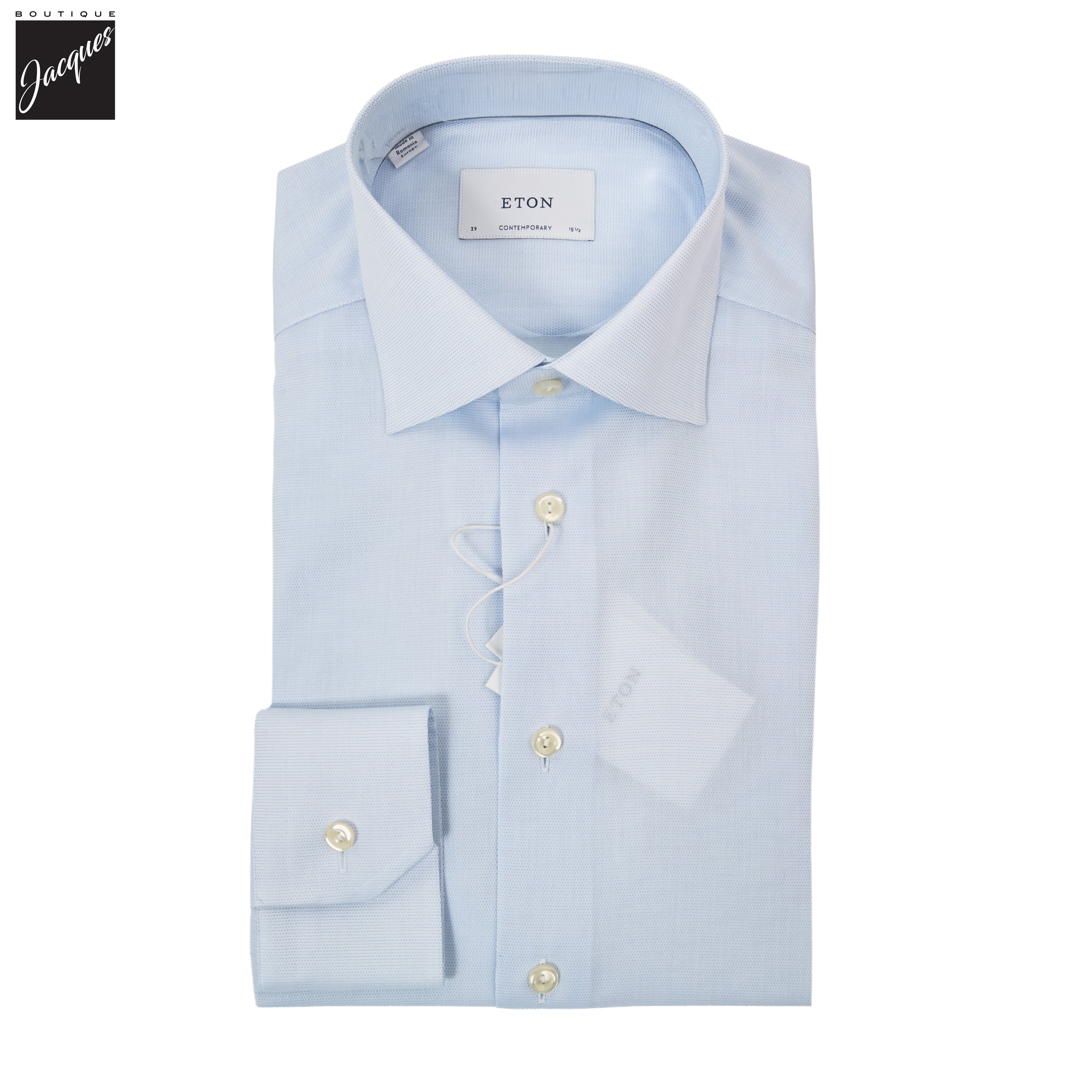 Light Blue Semi Solid Signature Twill Contemporary Fit Shirt - ETON