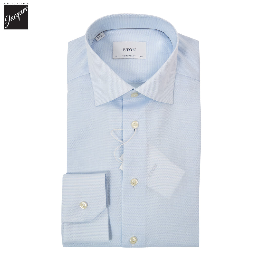 Light Blue Semi Solid Signature Twill Contemporary Fit Shirt - ETON