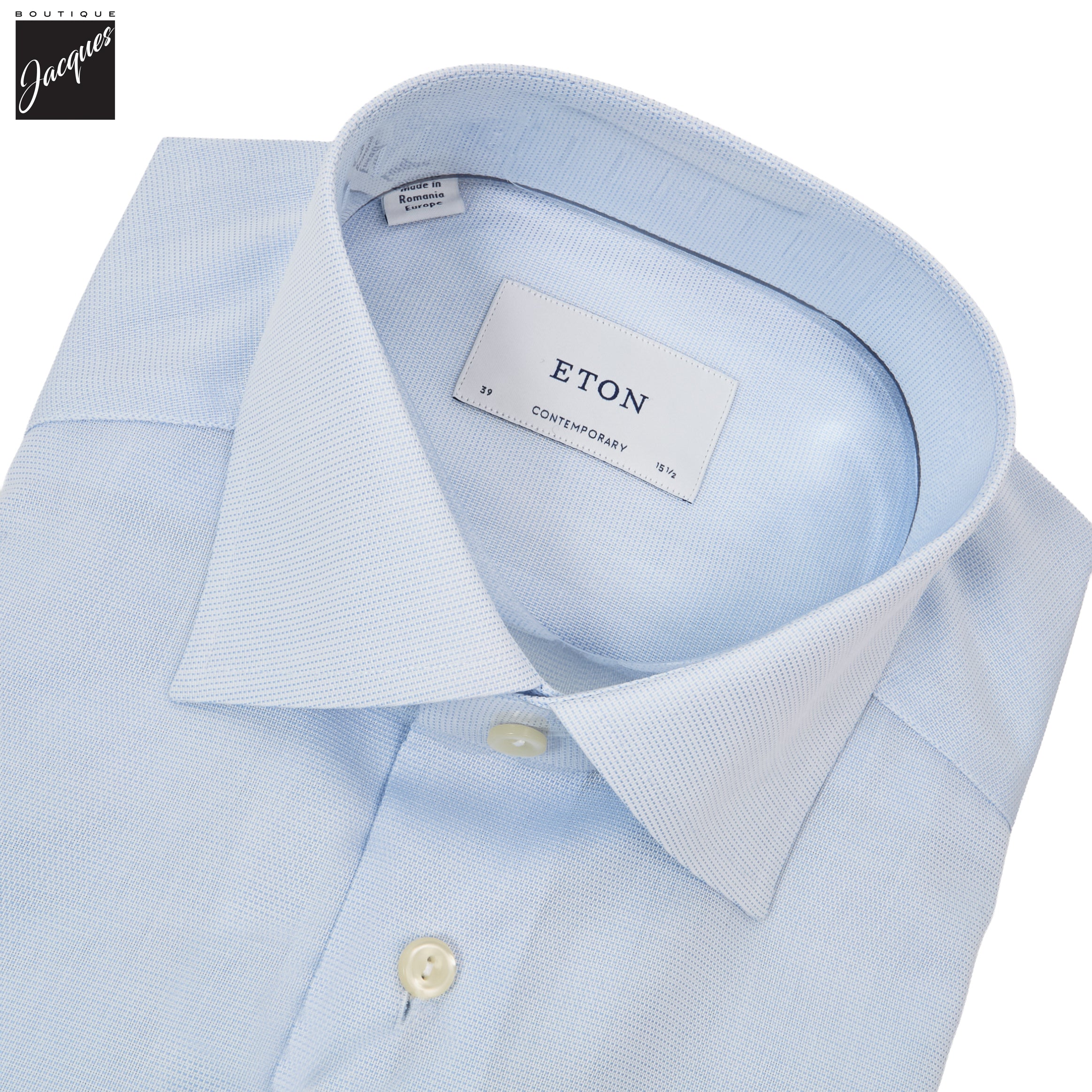 Light Blue Semi Solid Signature Twill Contemporary Fit Shirt - ETON