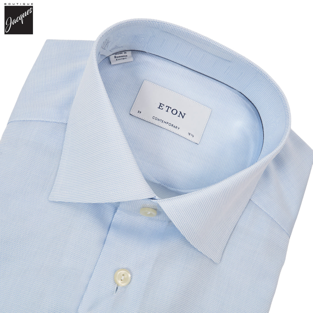 Light Blue Semi Solid Signature Twill Contemporary Fit Shirt - ETON