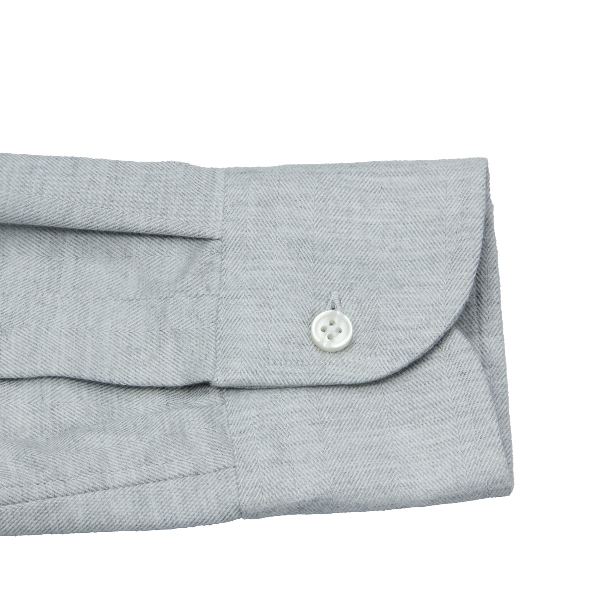 Light Grey Herringbone Cotton Flannel Shirt - SONRISA