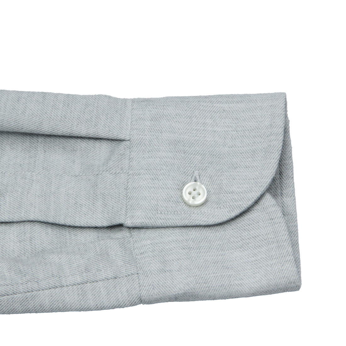 Light Grey Herringbone Cotton Flannel Shirt - SONRISA