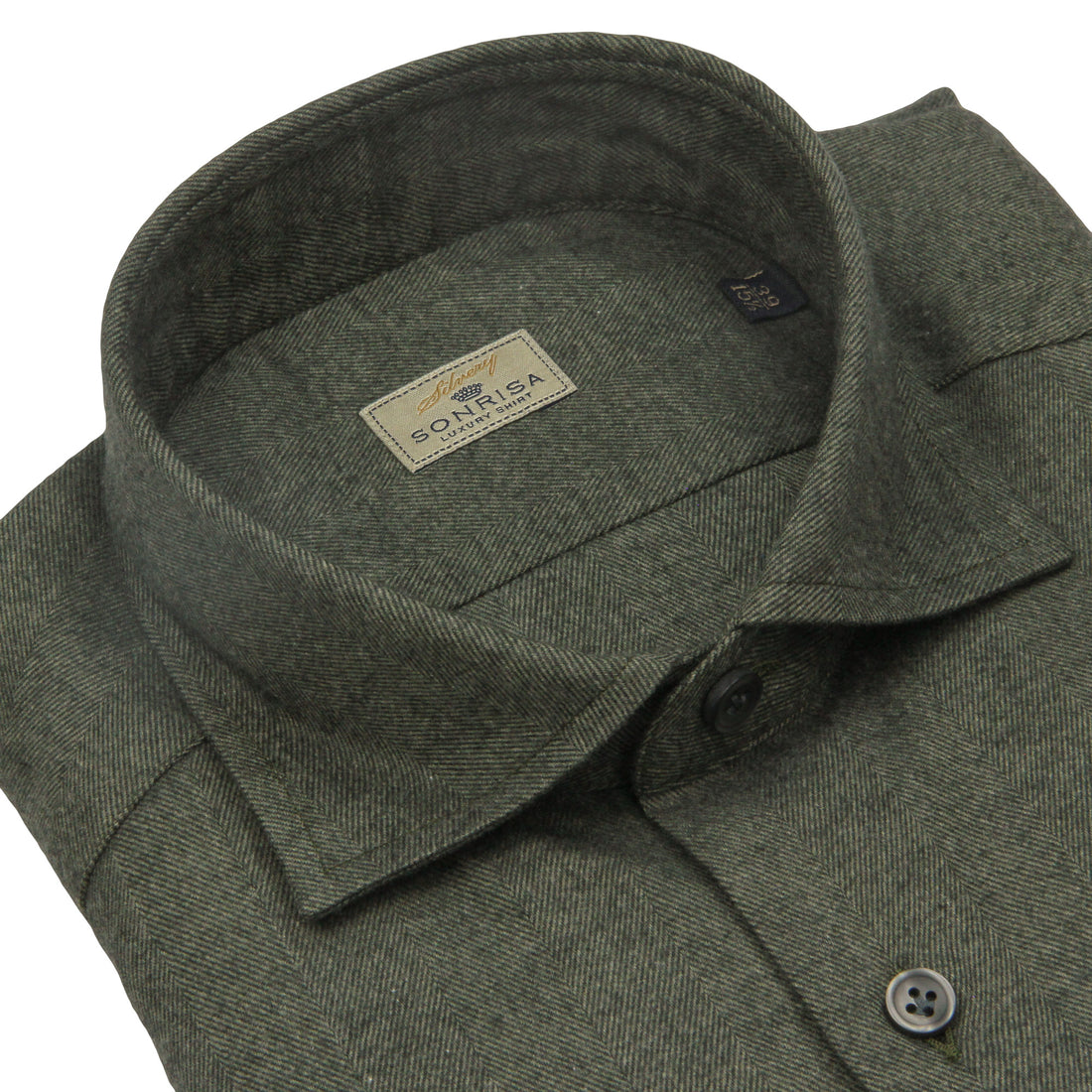 Forest Green Herringbone Cotton Flannel Shirt - SONRISA