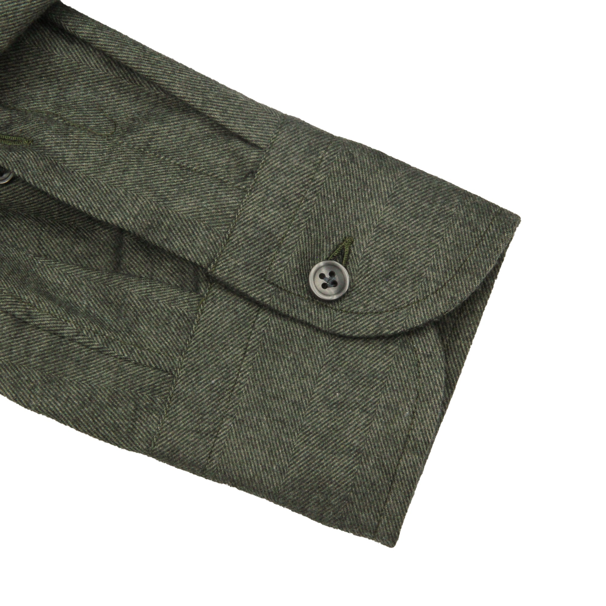 Forest Green Herringbone Cotton Flannel Shirt - SONRISA