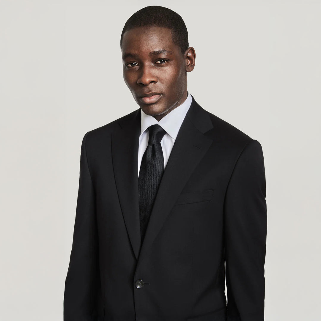 Black Solid Super 130's Wool Esprit Modern Fit Suit - Jack Victor