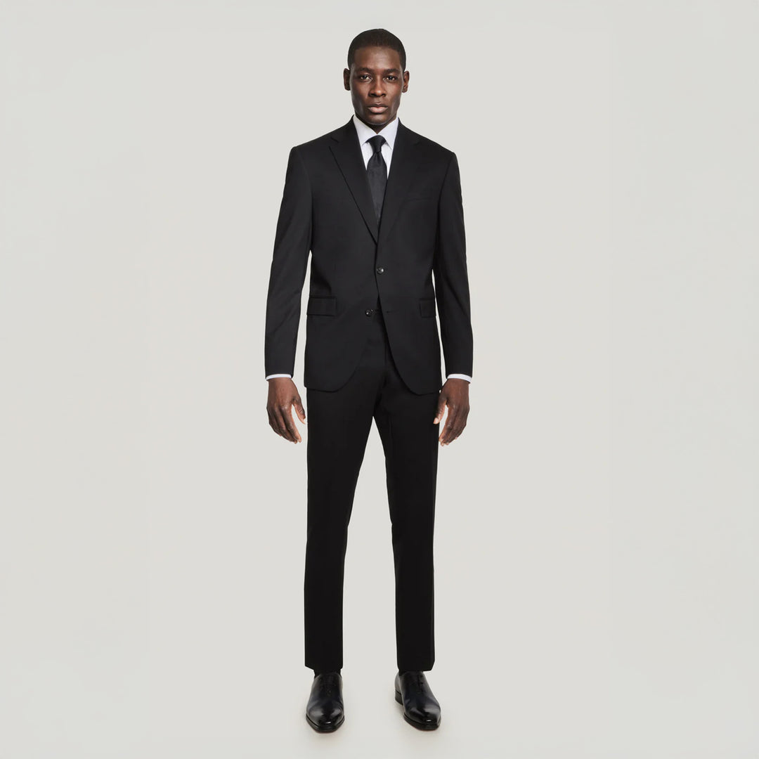 Black Solid Super 130's Wool Esprit Modern Fit Suit - Jack Victor