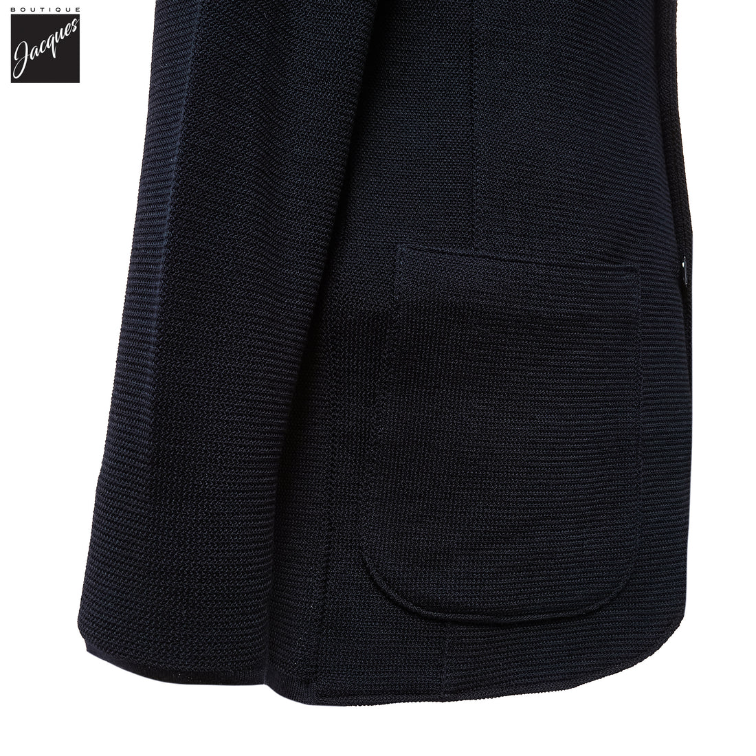 Navy Blue Merino Wool Knitted Textured Blazer Cardigan - Stenströms - Boutique Jacques International