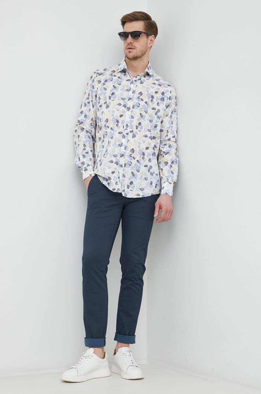 Blue Floral Poplin Casual Shirt - Paul & Shark - Boutique Jacques International