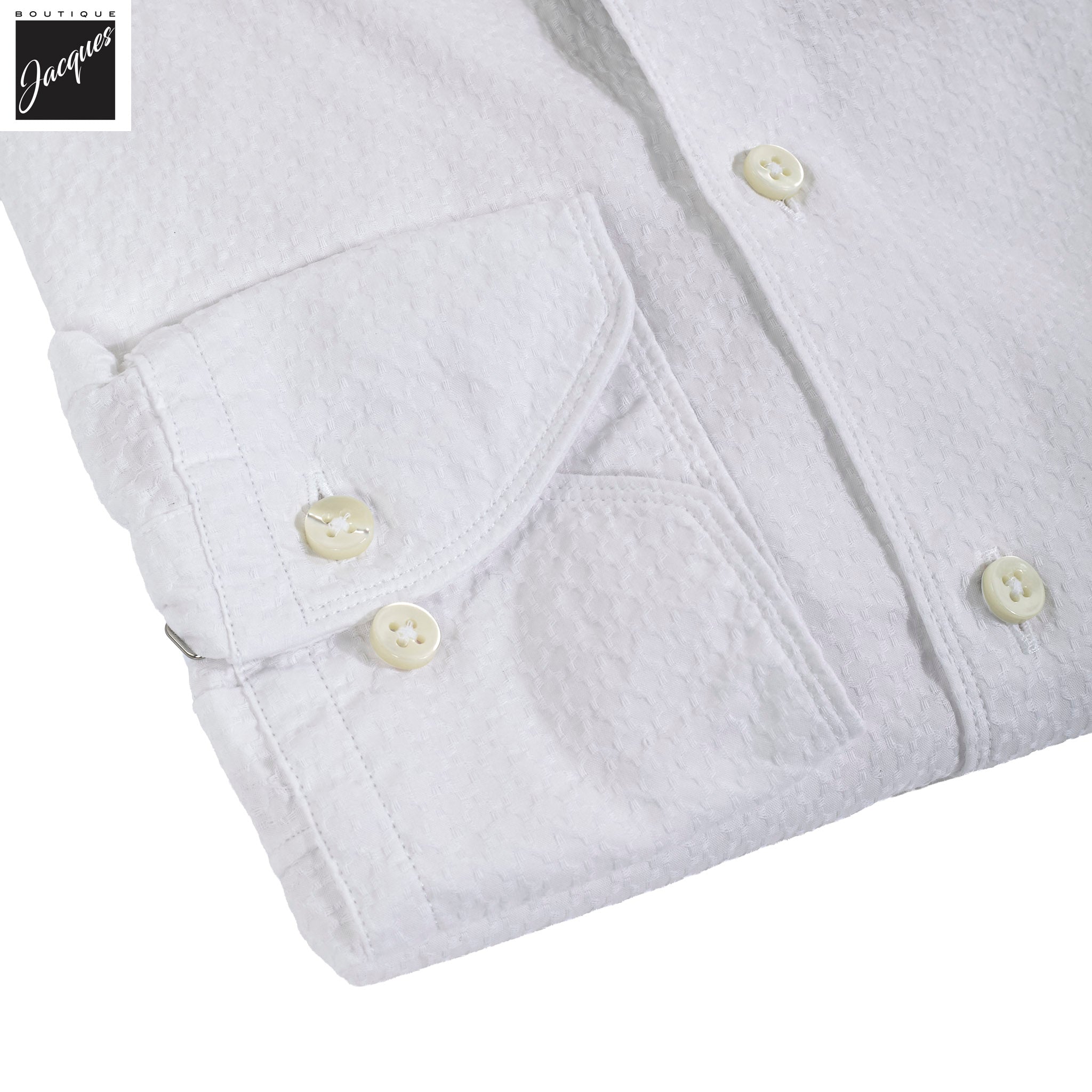 White Seersucker Slimline Casual Shirt - Stenströms - Boutique Jacques International