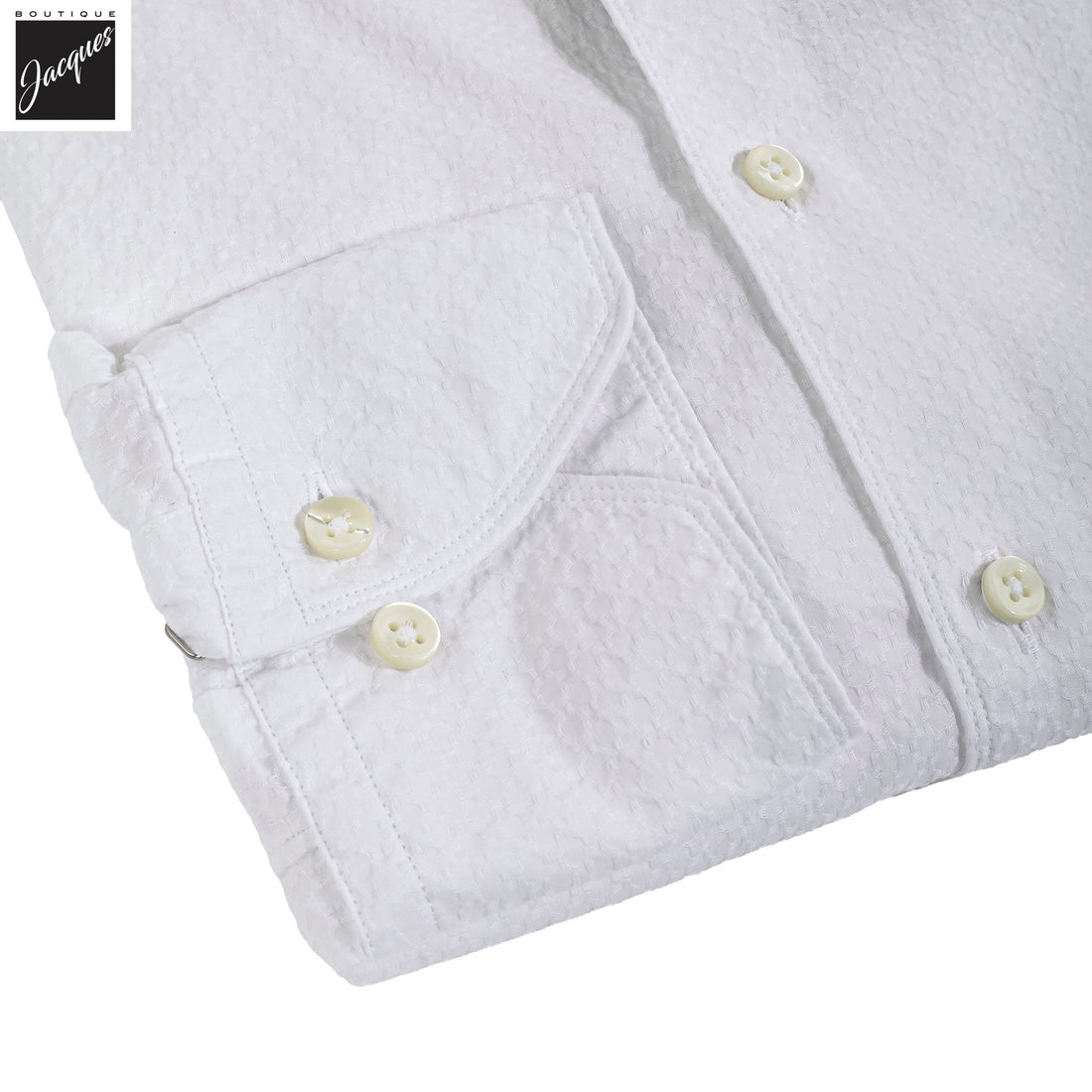 White Seersucker Slimline Casual Shirt - Stenströms - Boutique Jacques International