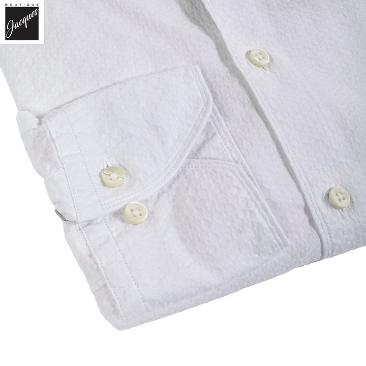 White Seersucker Slimline Casual Shirt - Stenströms - Boutique Jacques International