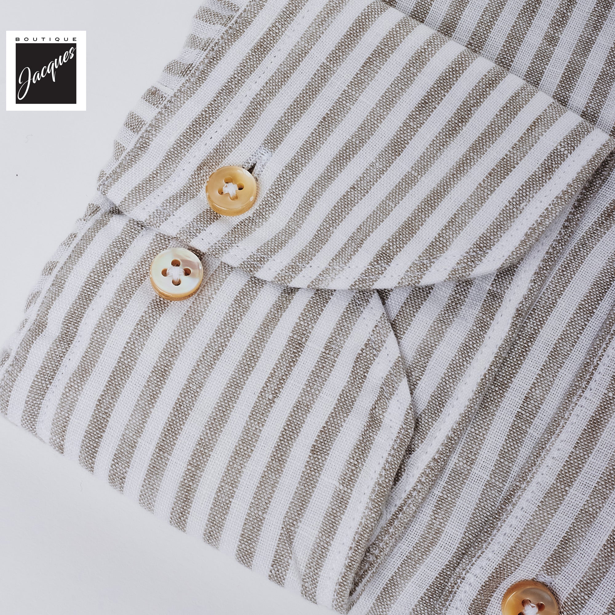 Gray Striped Linen Casual Slimline Shirt - Stenströms