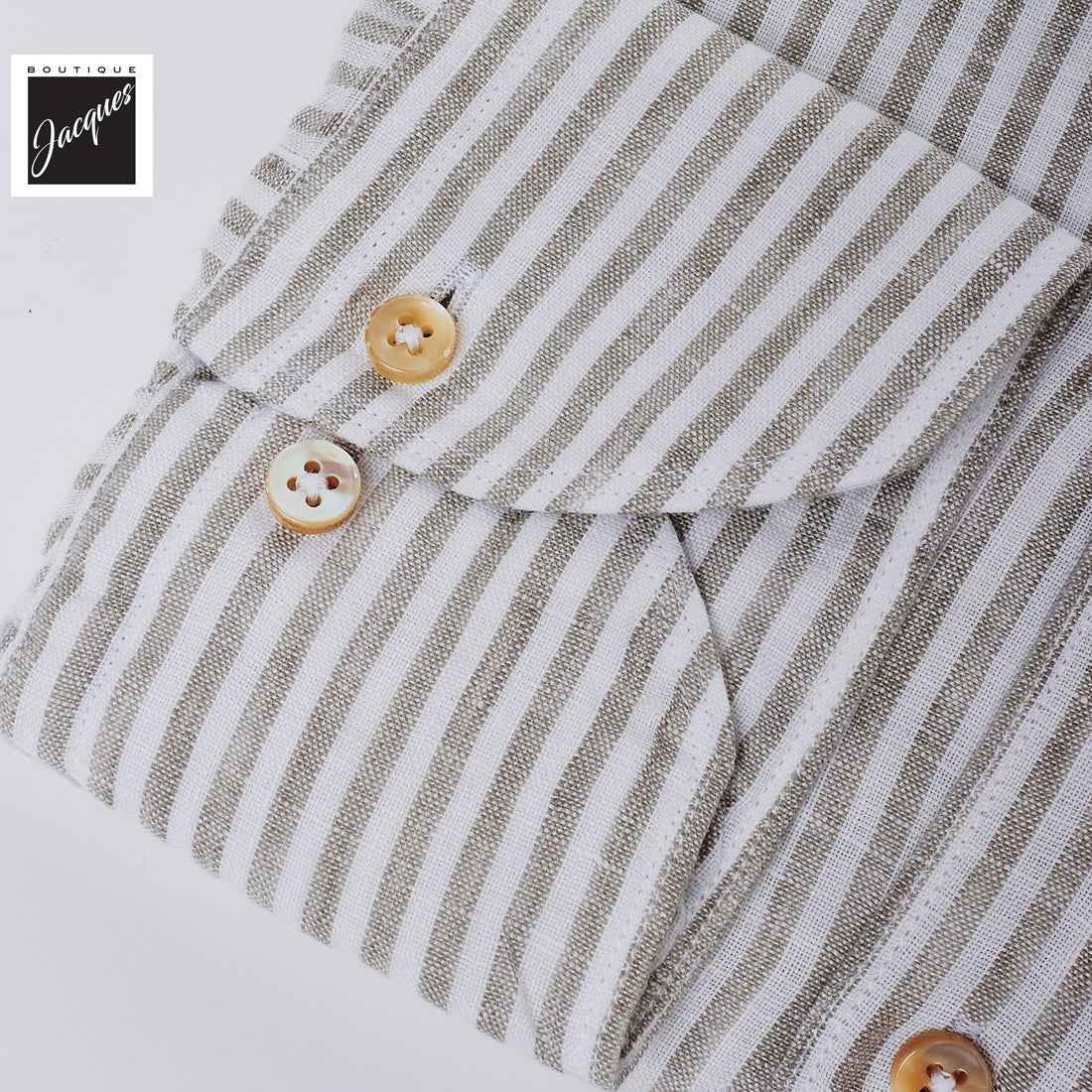 Gray Striped Linen Casual Slimline Shirt - Stenströms