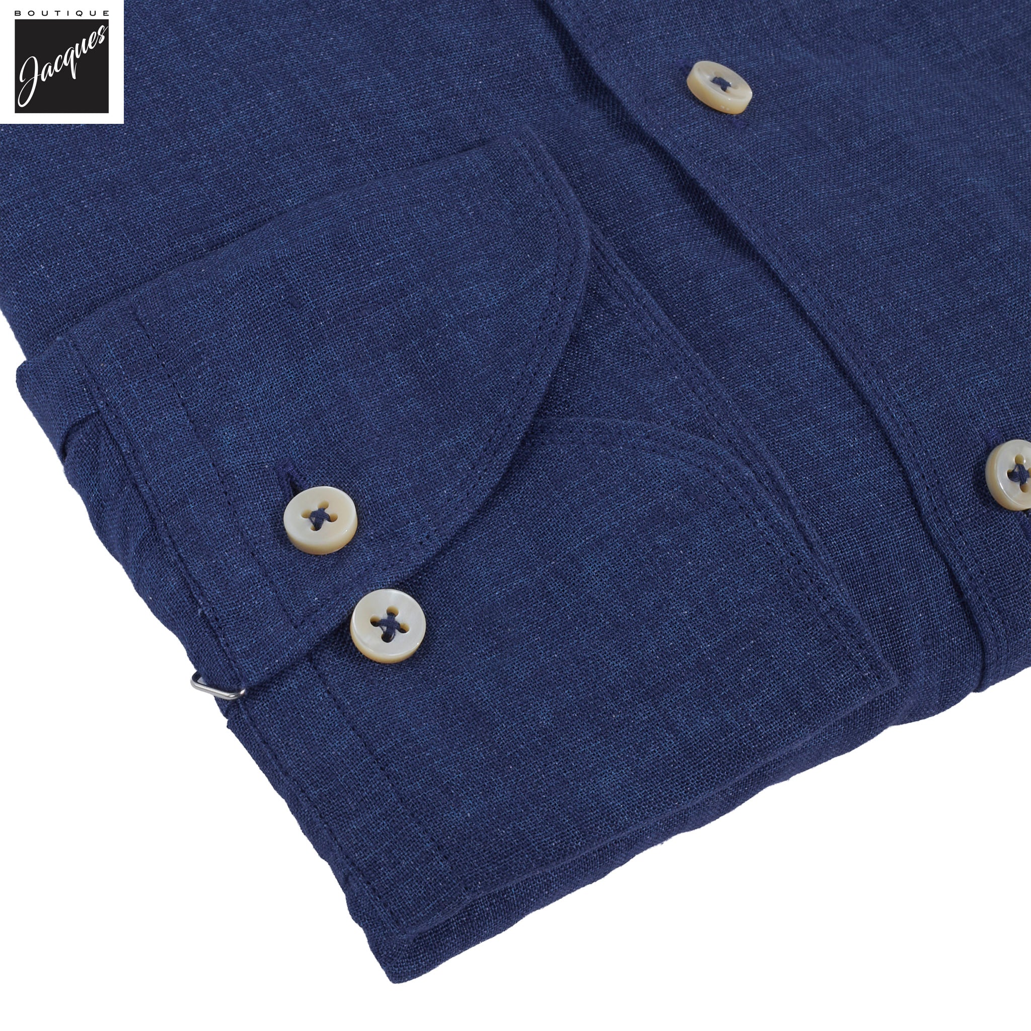 Dark Blue Linen Slimline Casual Shirt - Stenströms - Boutique Jacques International