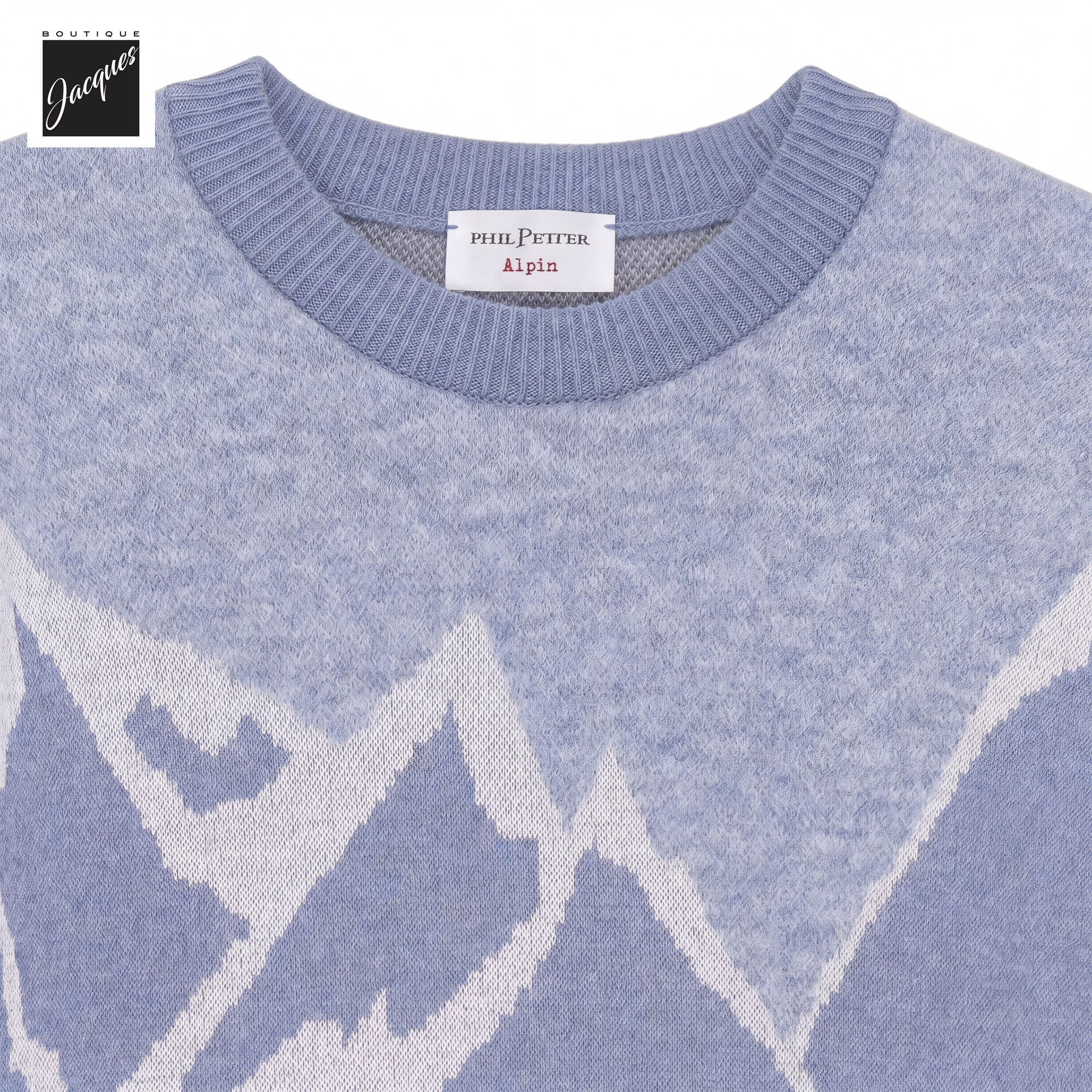 Baby Blue Alpin Wool/Cotton/Alpaca Crew Neck Pullover - Phil Petter - Boutique Jacques International