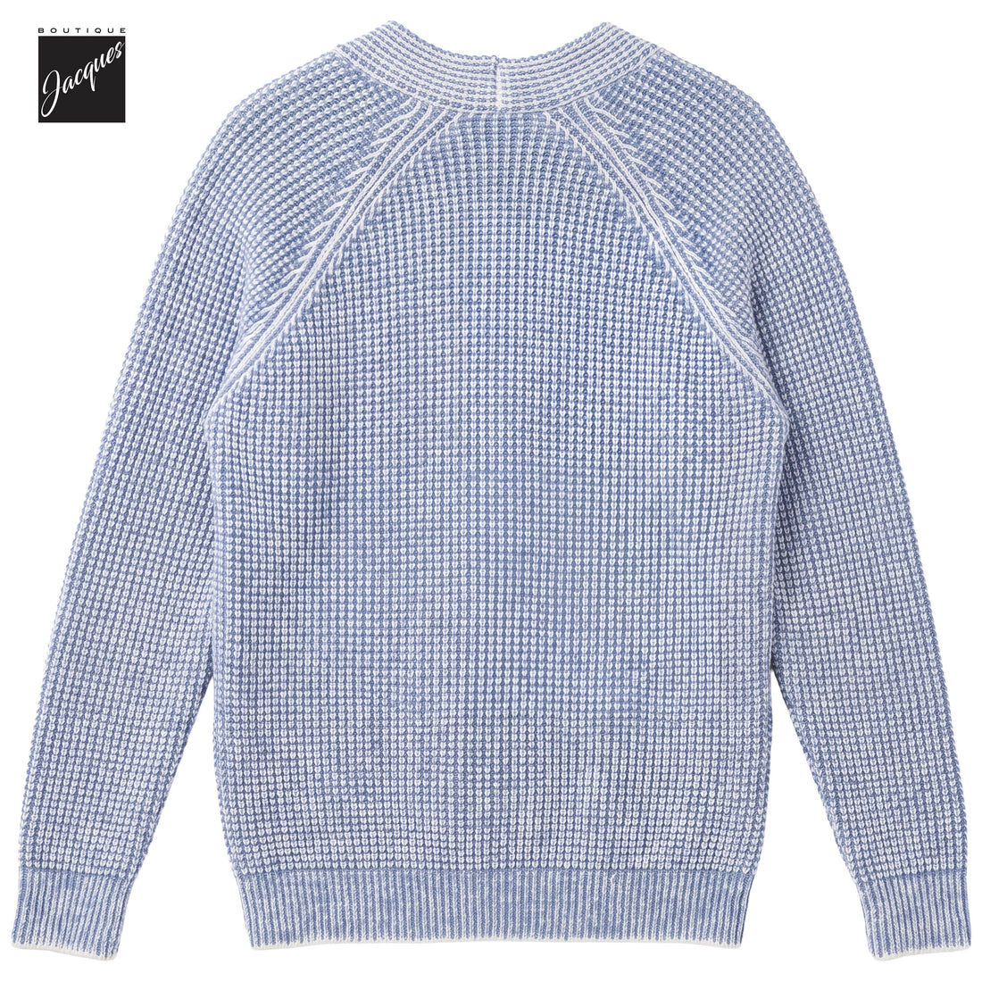 Baby Blue Two-Tone Royal Stitch Merino Wool Cardigan - Phil Petter - Boutique Jacques International