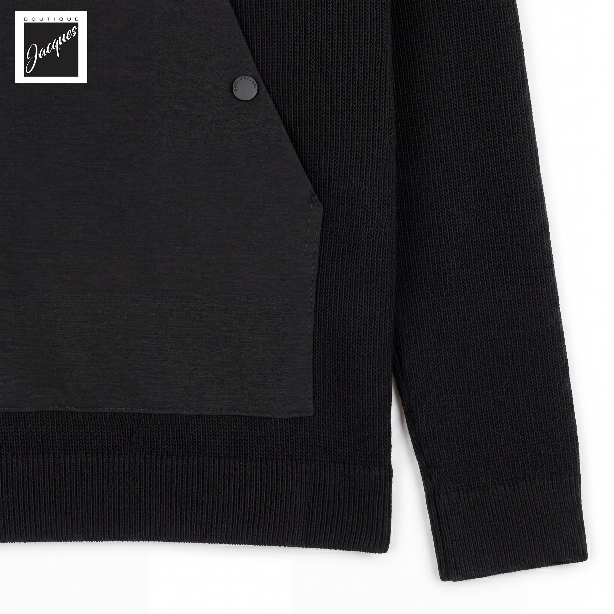 Blue/Black Merino Wool Baseball Collar Full Zip Sweater - Phil Petter - Boutique Jacques International