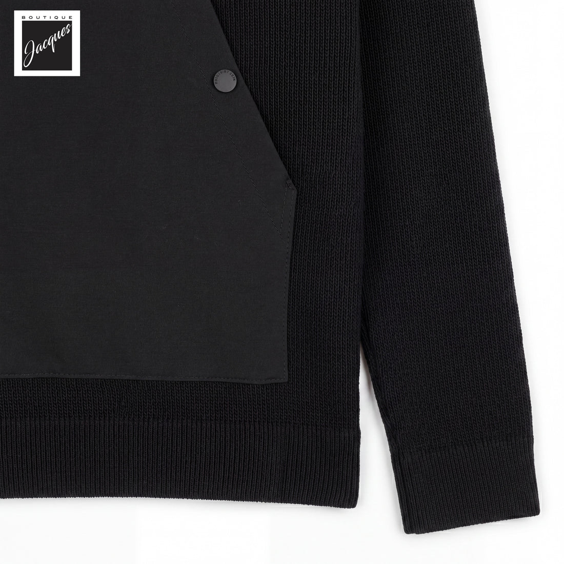 Blue/Black Merino Wool Baseball Collar Full Zip Sweater - Phil Petter - Boutique Jacques International