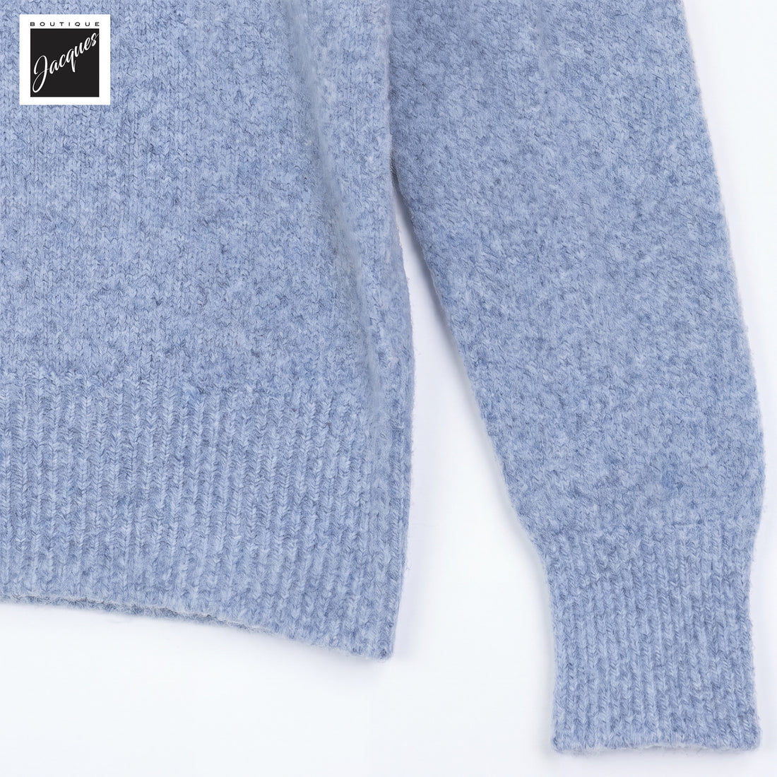Baby Blue Mélange Cotton/Alpaca/Wool Seamless Roll Neck - Phil Petter - Boutique Jacques International