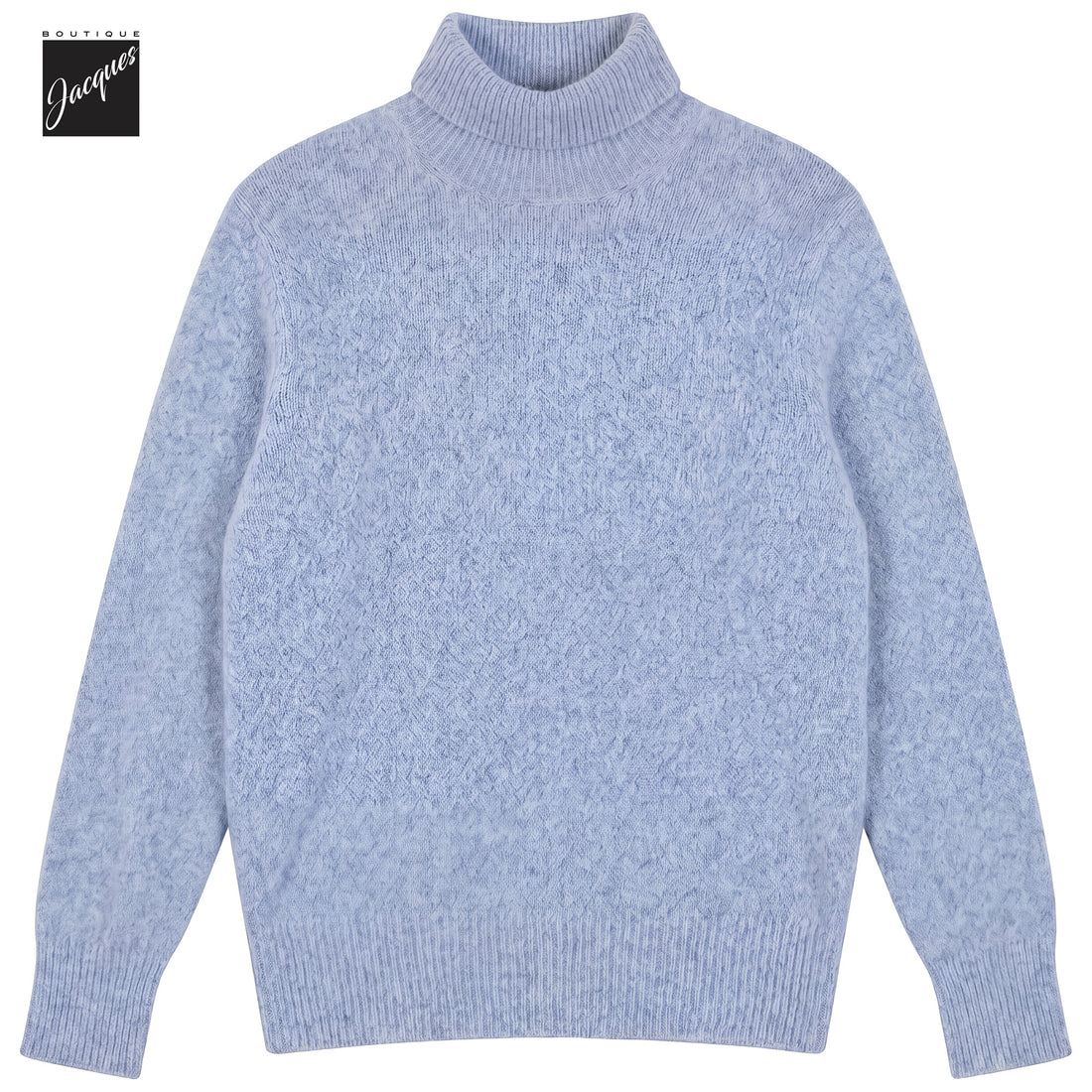 Baby Blue Mélange Cotton/Alpaca/Wool Seamless Roll Neck - Phil Petter - Boutique Jacques International