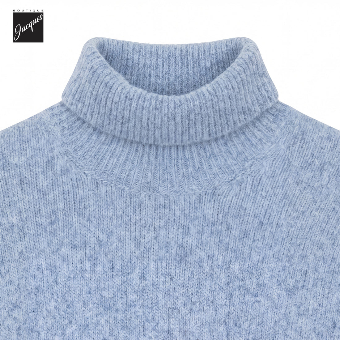 Baby Blue Mélange Cotton/Alpaca/Wool Seamless Roll Neck - Phil Petter - Boutique Jacques International