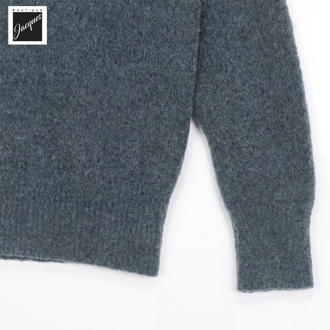 Forest Green Mélange Cotton/Alpaca/Wool Seamless Roll Neck - Phil Petter