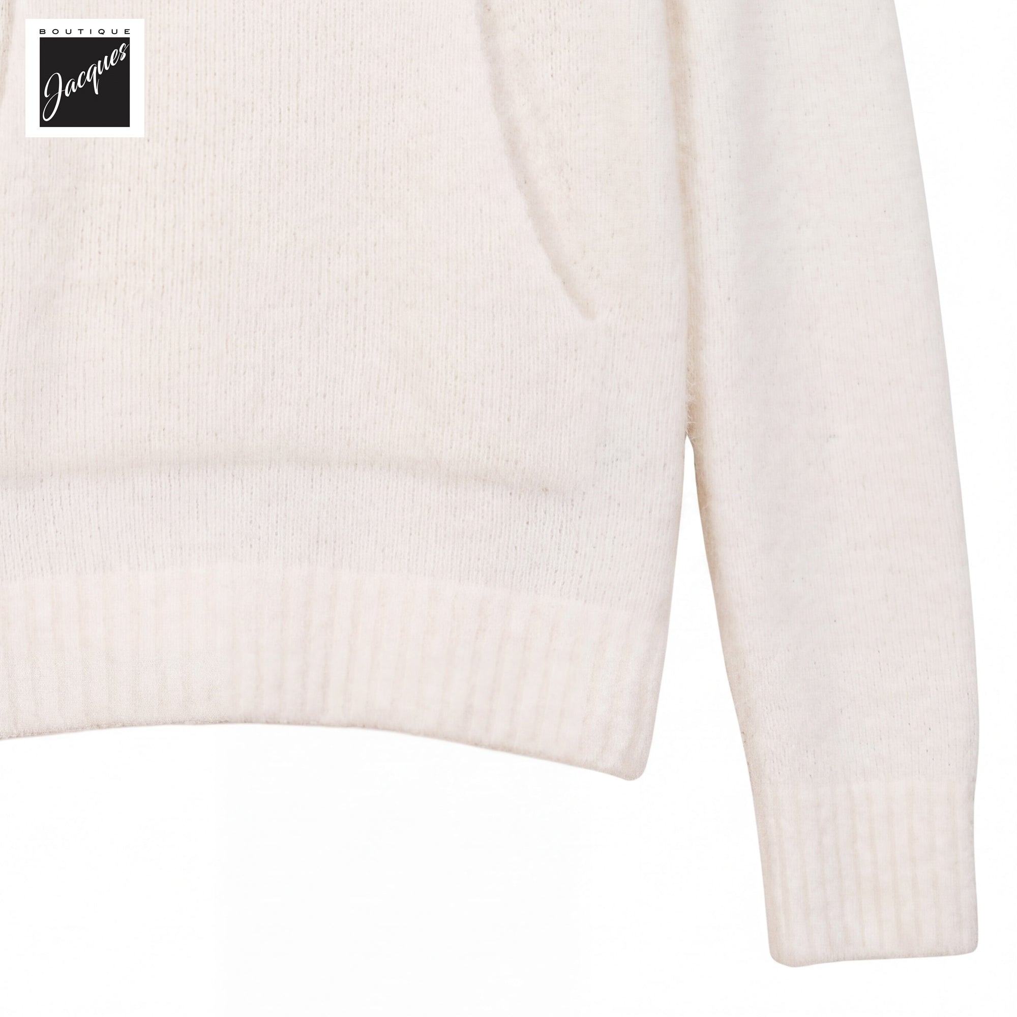 Off-White Fluffy Wool-Stretch Faux Hooded Pullover - Phil Petter - Boutique Jacques International