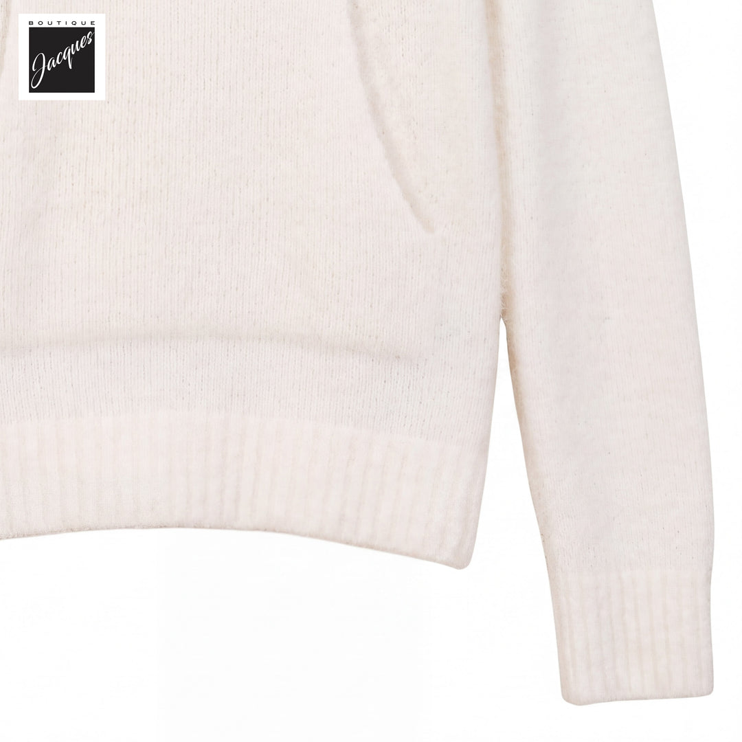 Off-White Fluffy Wool-Stretch Faux Hooded Pullover - Phil Petter