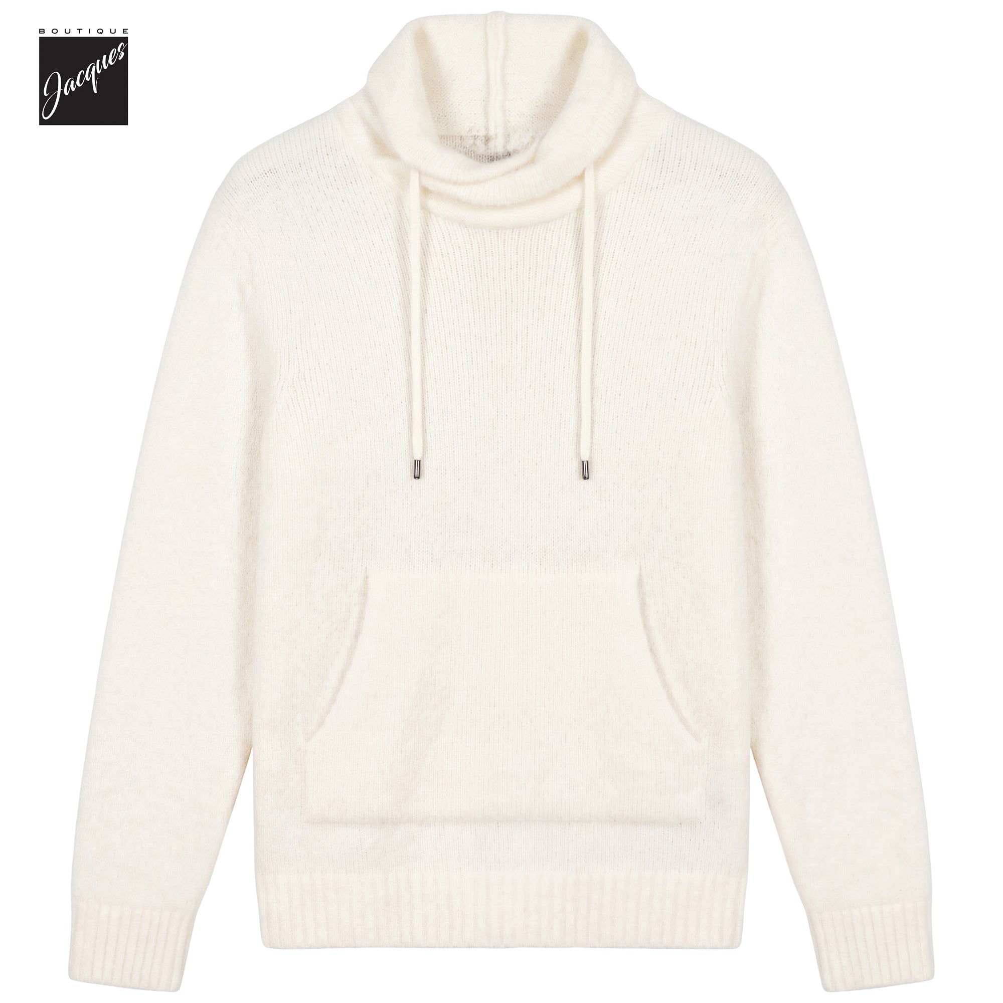 Off-White Fluffy Wool-Stretch Faux Hooded Pullover - Phil Petter - Boutique Jacques International