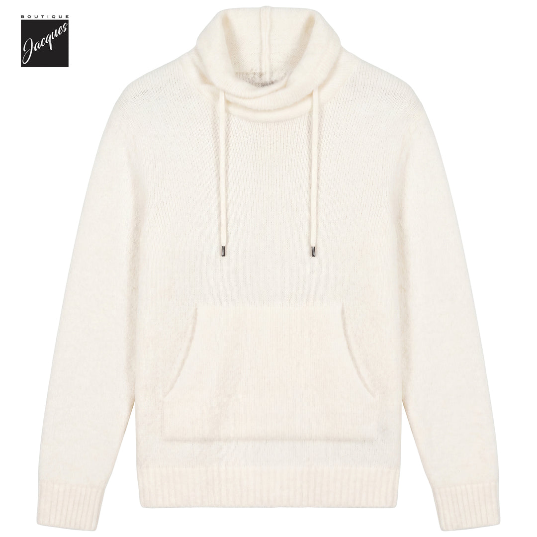 Off-White Fluffy Wool-Stretch Faux Hooded Pullover - Phil Petter