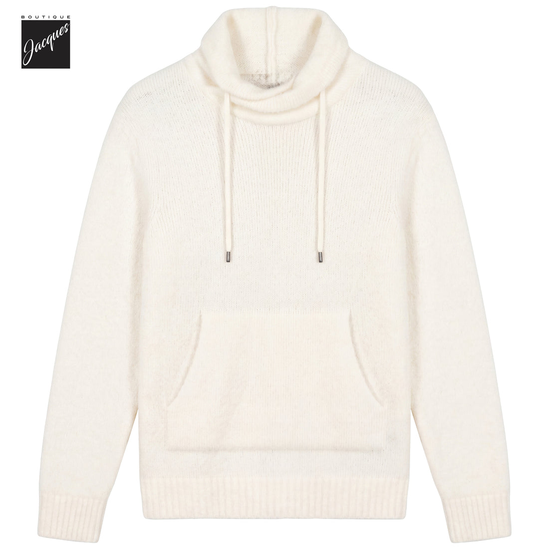 Off-White Fluffy Wool-Stretch Faux Hooded Pullover - Phil Petter - Boutique Jacques International