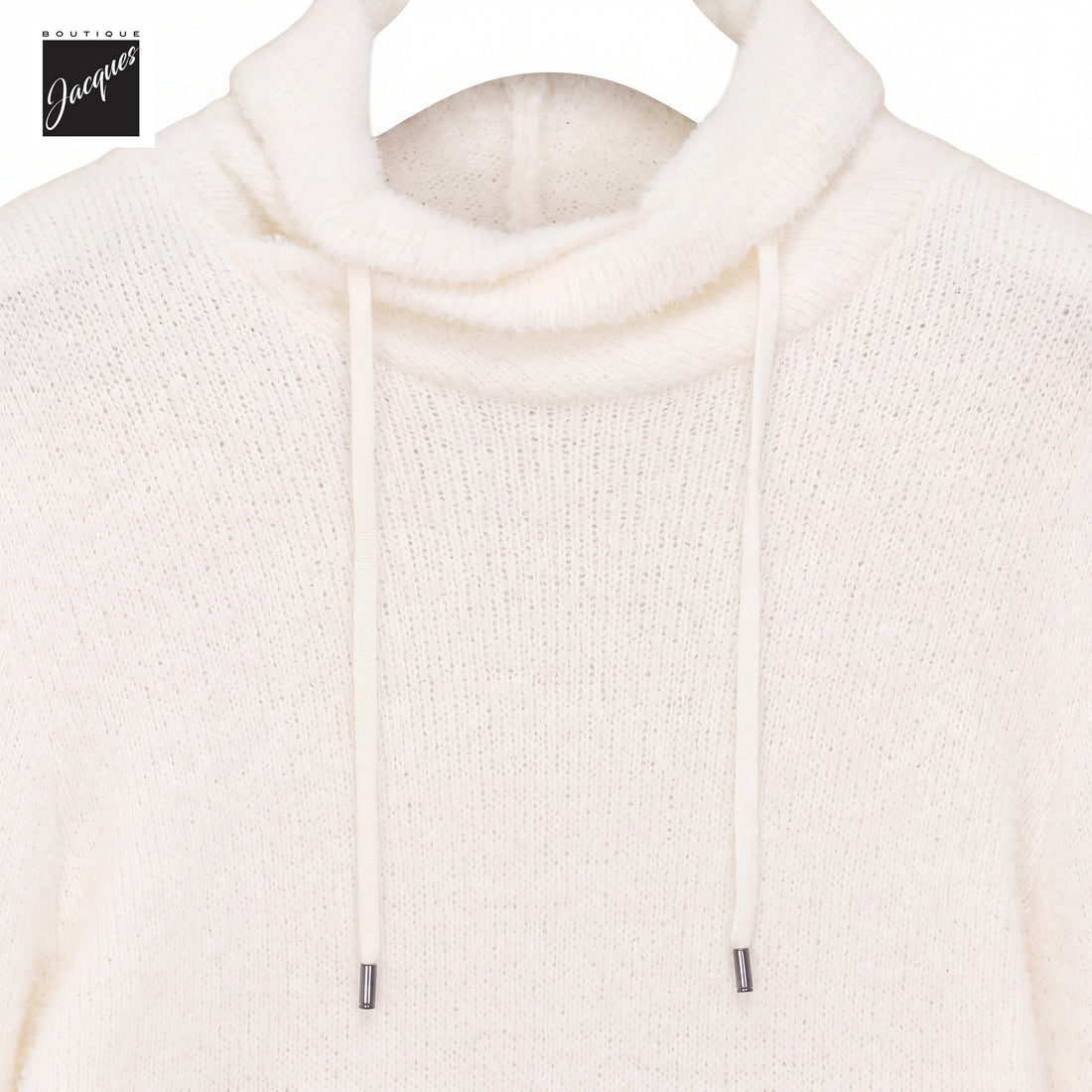 Off-White Fluffy Wool-Stretch Faux Hooded Pullover - Phil Petter - Boutique Jacques International