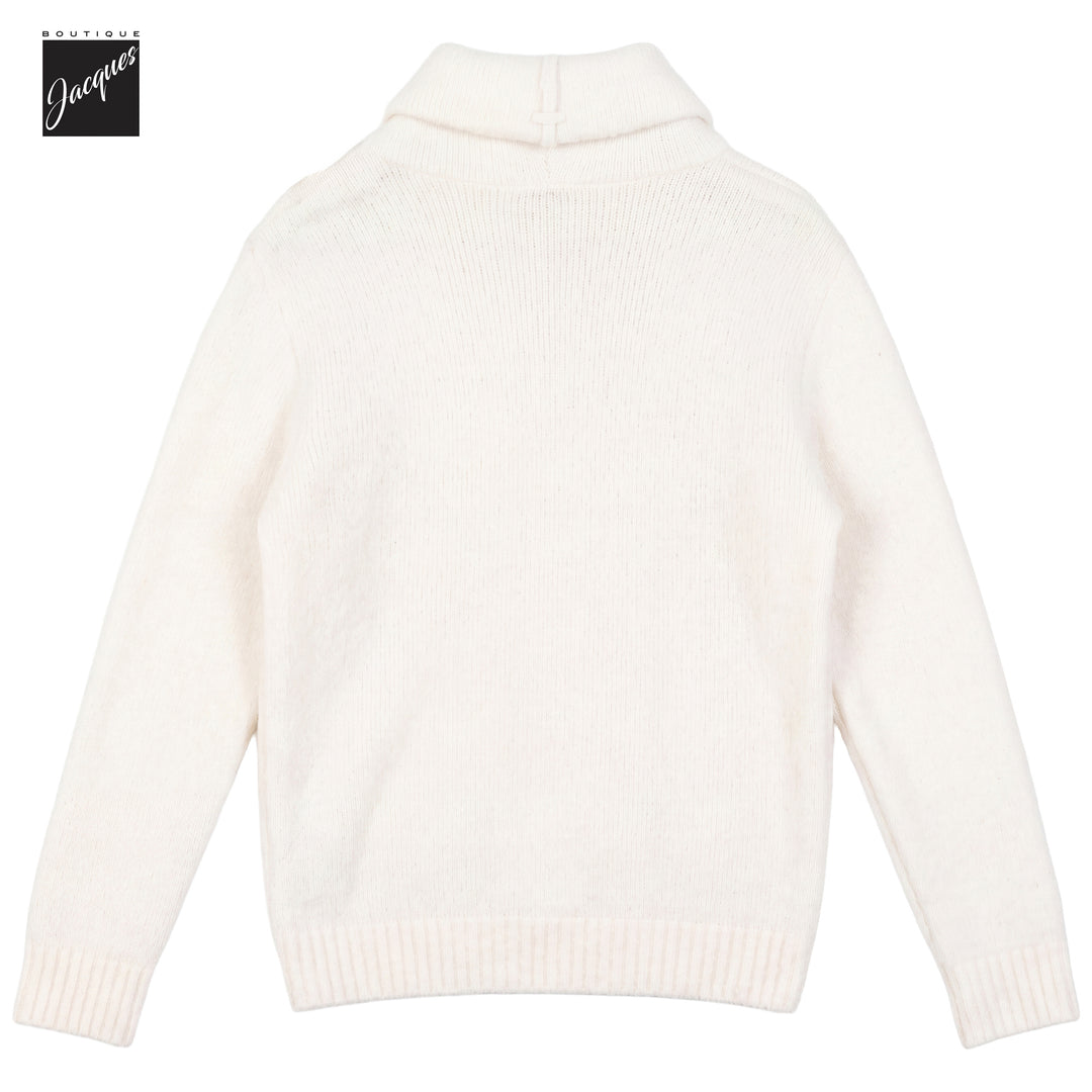 Off-White Fluffy Wool-Stretch Faux Hooded Pullover - Phil Petter