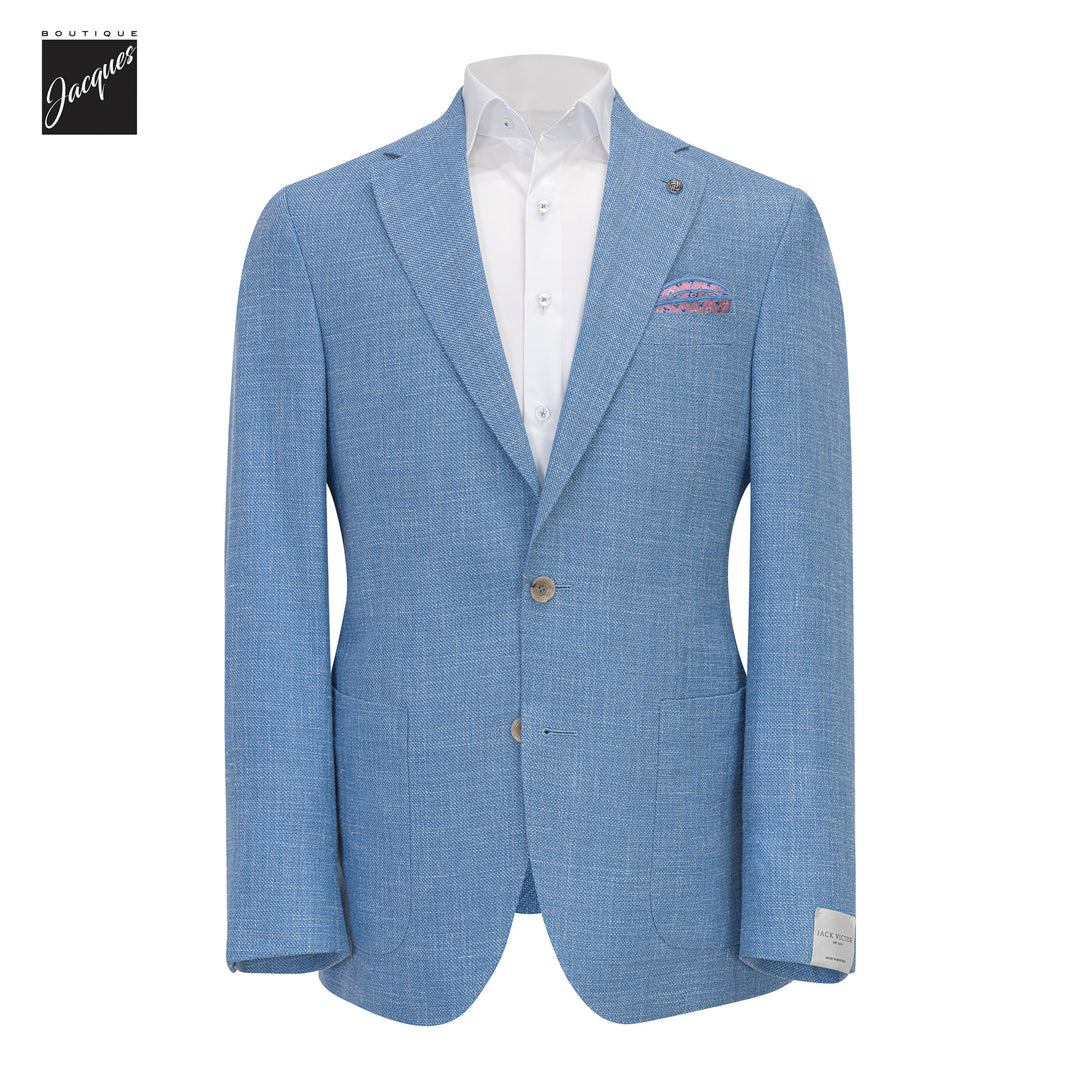Sky Blue Wool/Silk/ Linen Madison Contemporary Fit Sport Jacket - Jack Victor 1913
