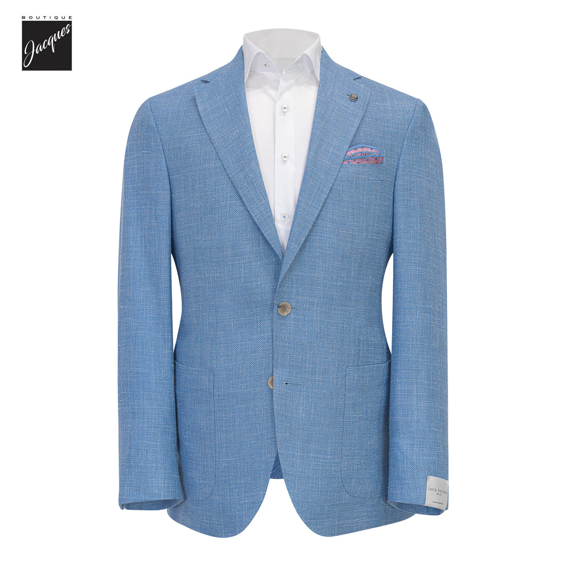 Sky Blue Wool/Silk/Linen Madison Contemporary Fit Sport Jacket - Jack Victor 1913