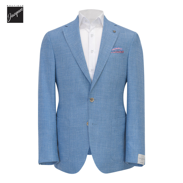 Sky Blue Wool/Silk/ Linen Madison Contemporary Fit Sport Jacket - Jack Victor 1913