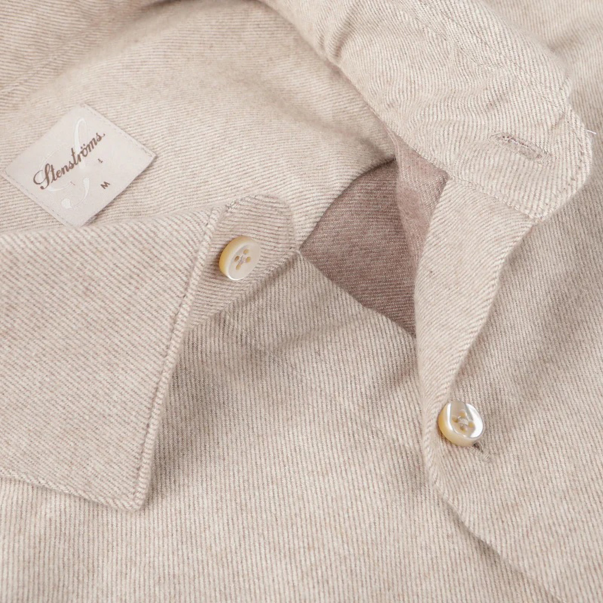 Beige Fitted Body Shirt In Luxury Flannel - Stenströms - Boutique Jacques International