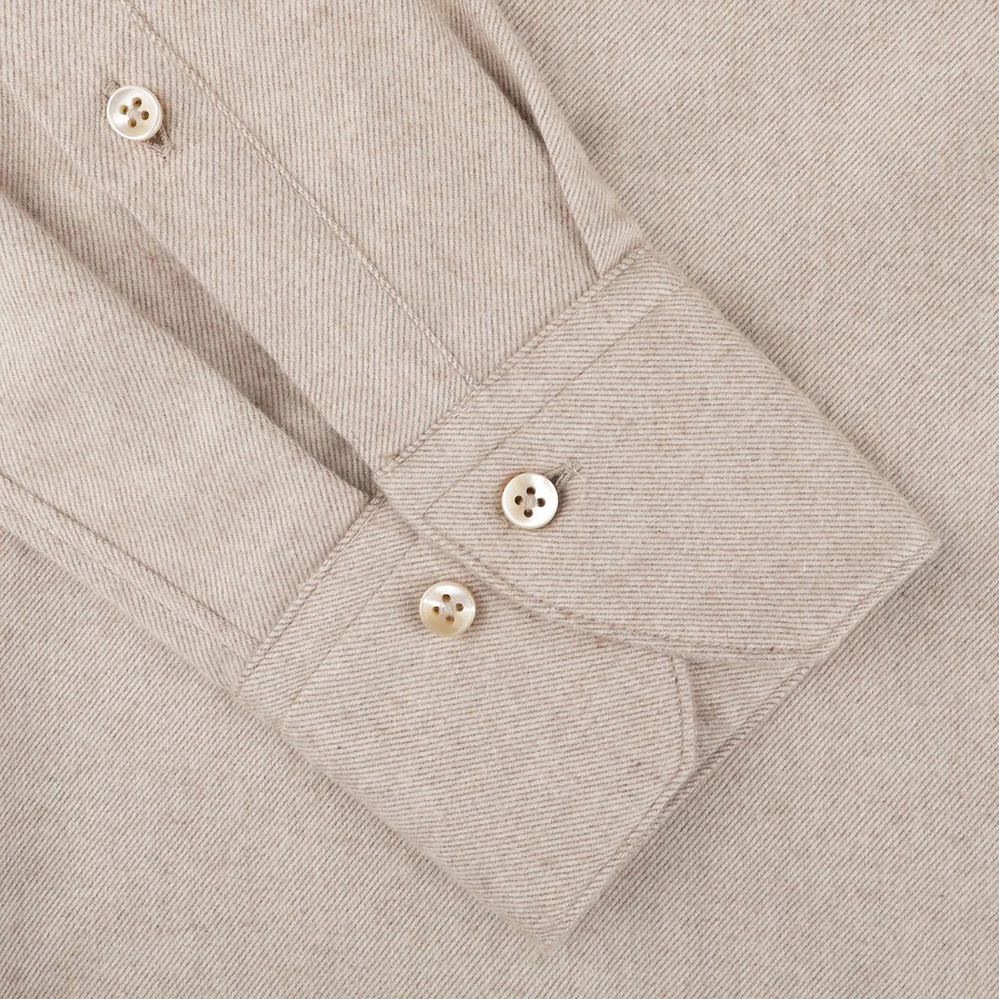 Beige Fitted Body Shirt In Luxury Flannel - Stenströms - Boutique Jacques International