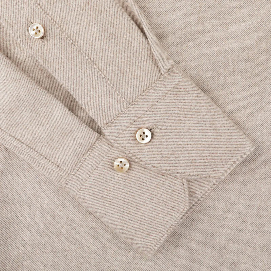 Beige Fitted Body Shirt In Luxury Flannel - Stenströms - Boutique Jacques International
