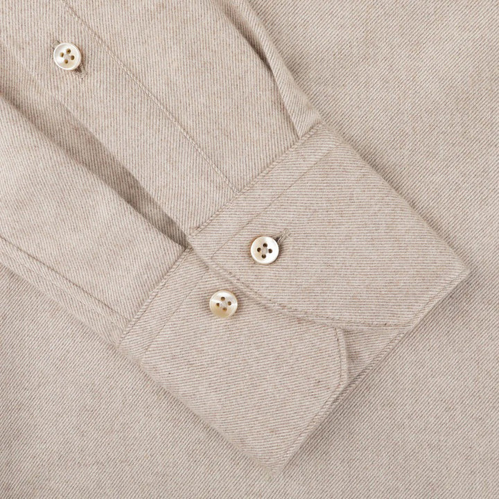 Beige Fitted Body Shirt In Luxury Flannel - Stenströms - Boutique Jacques International