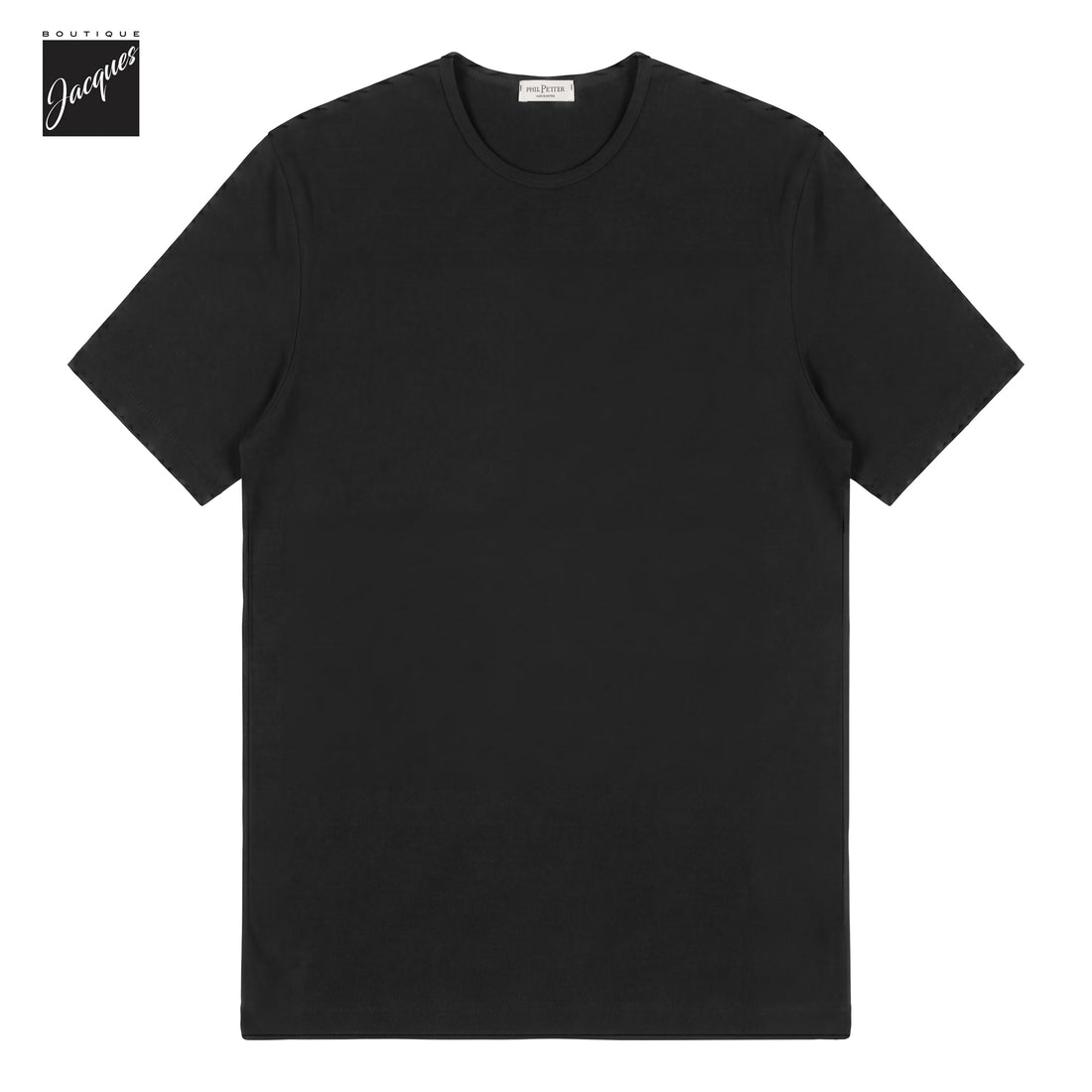 Black Crew Neck Viscose-Stretch Knitted Jersey T-Shirt - Phil Petter - Boutique Jacques International