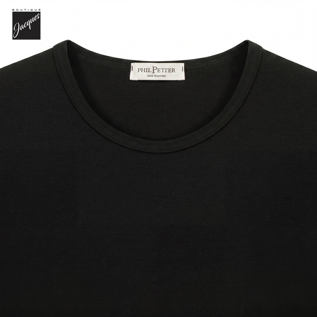 Black Crew Neck Viscose-Stretch Knitted Jersey T-Shirt - Phil Petter - Boutique Jacques International
