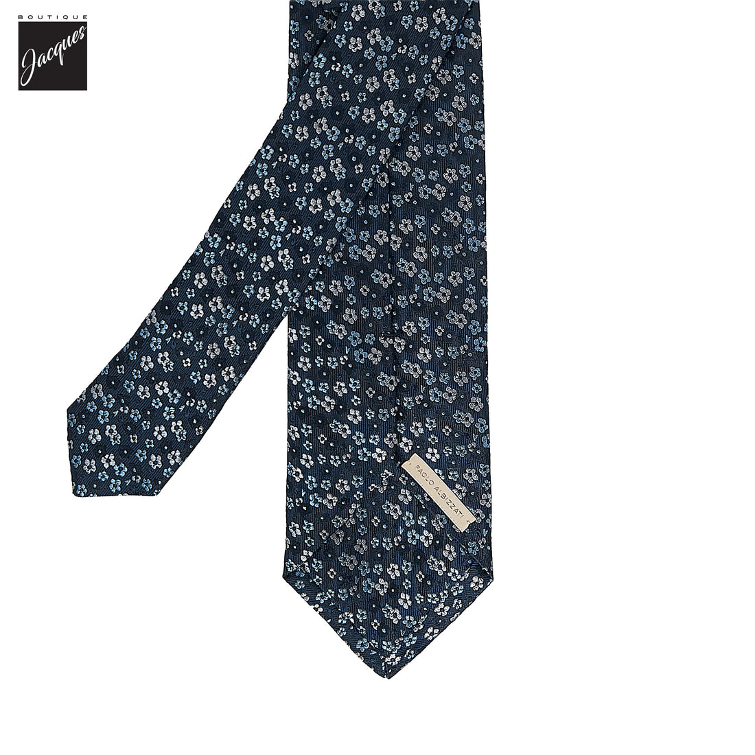 Blue Floral Pattern Woven Silk Tie - Paolo Albizzati - Boutique Jacques International