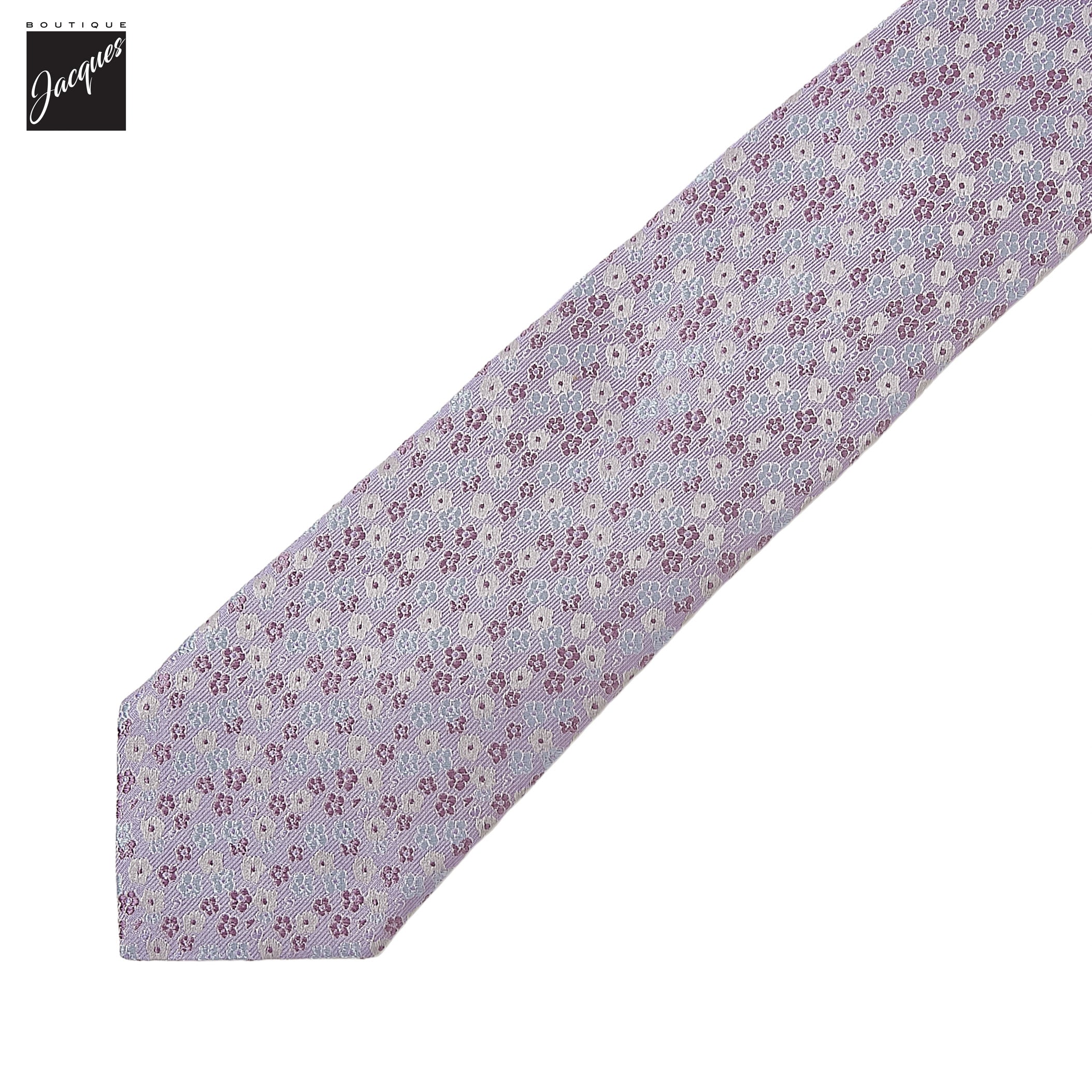 Lavender Floral Pattern Woven Silk Tie - Paolo Albizzati - Boutique Jacques International